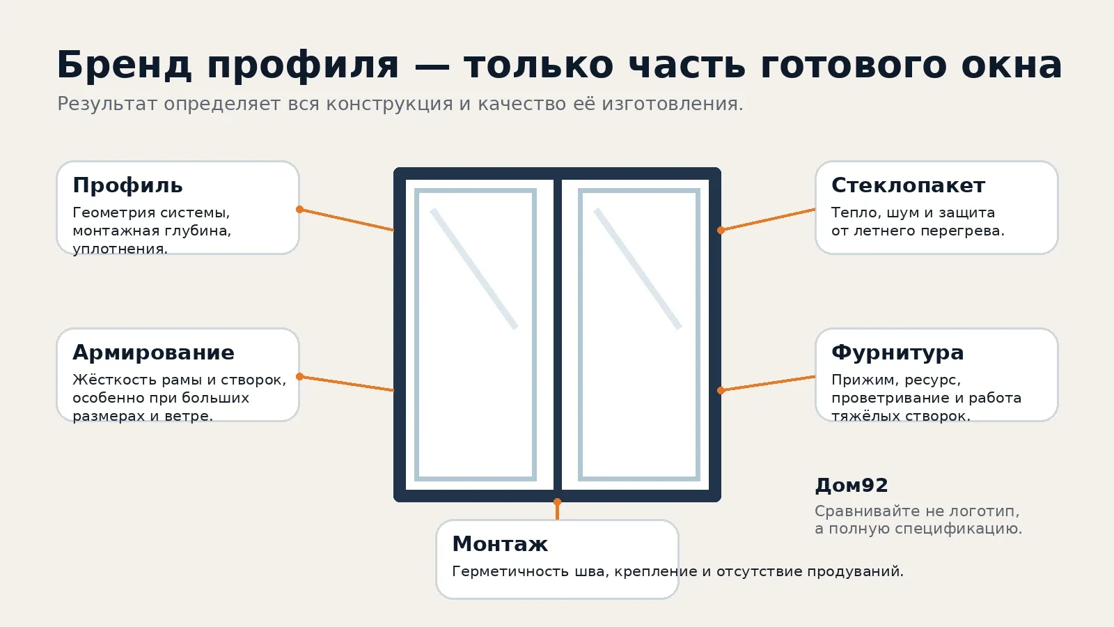 Профиль, стеклопакет, армирование, фурнитура и монтаж как основные элементы окна