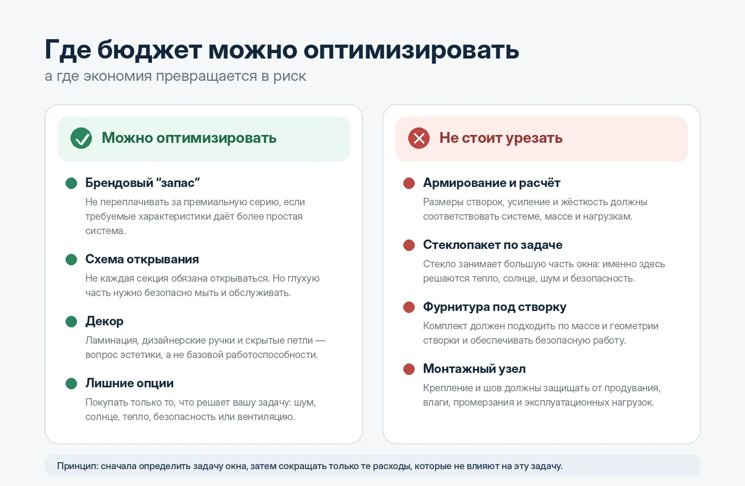 Схема разумной экономии на окнах: что можно оптимизировать и что нельзя урезать