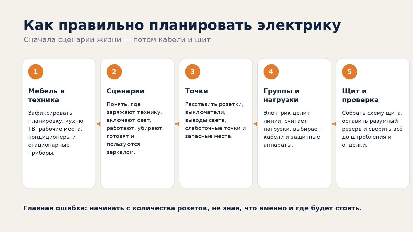 Последовательность планирования электрики до ремонта