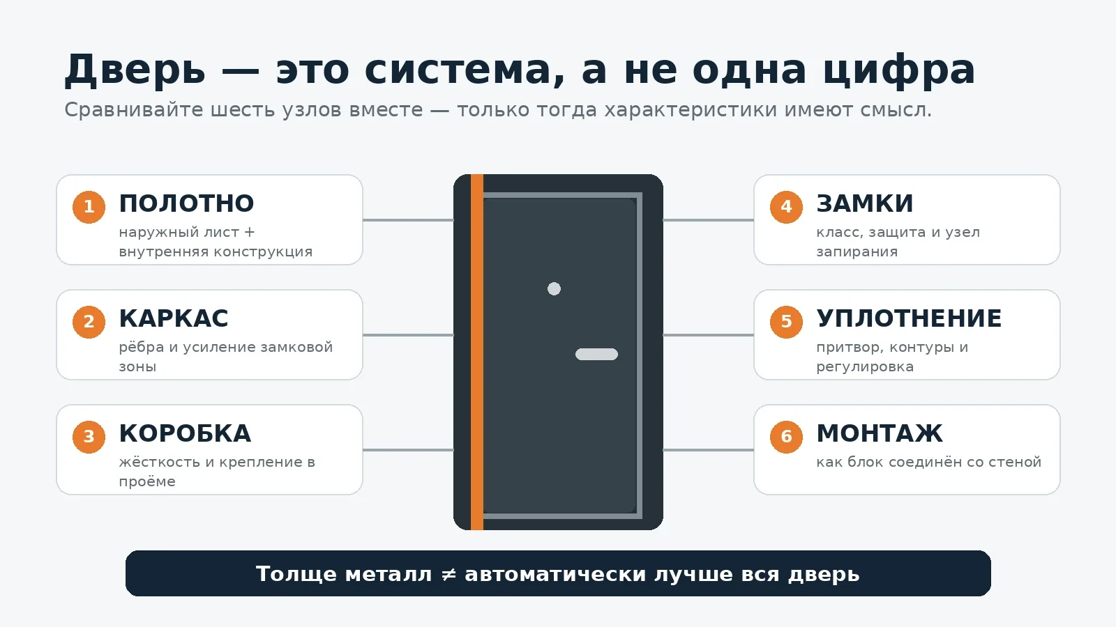 Шесть узлов входной двери, которые нужно сравнивать вместе