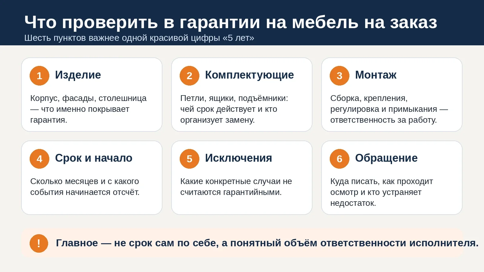 Шесть пунктов, которые нужно проверить в гарантии на мебель на заказ