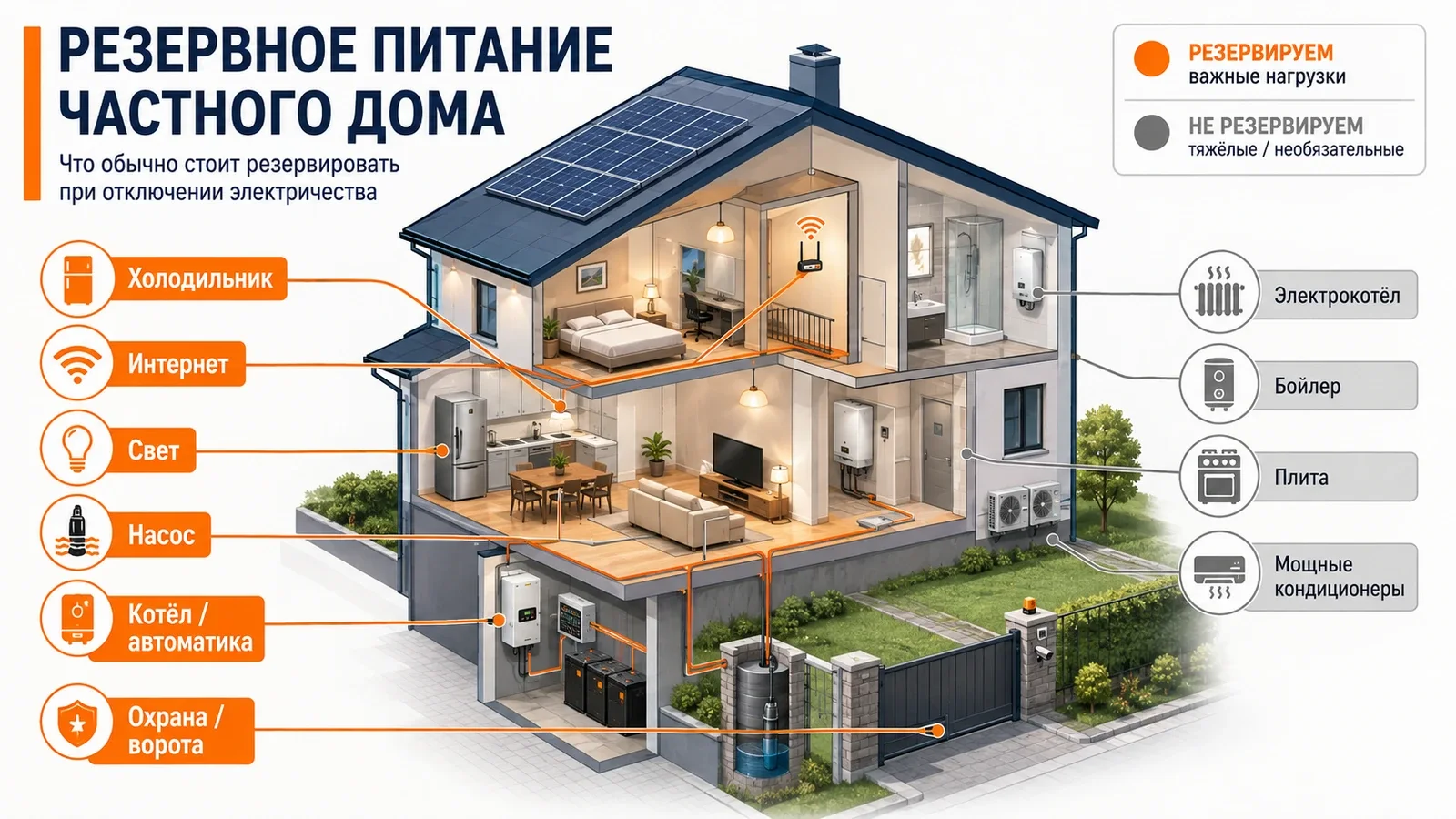Что обычно стоит резервировать при отключении электричества в частном доме