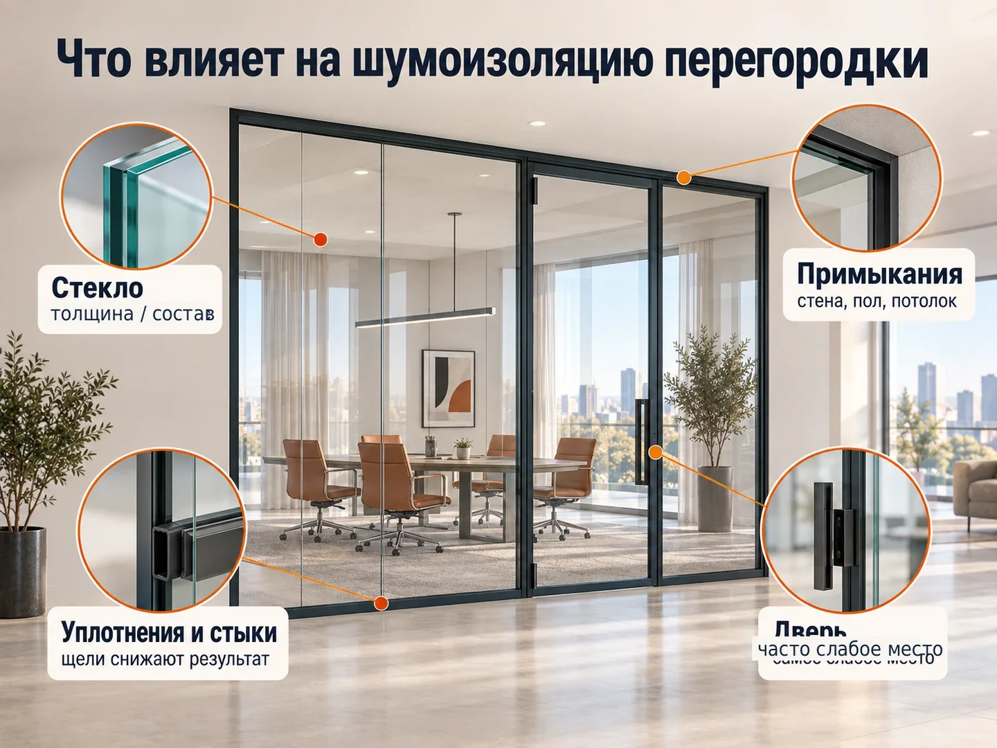 Факторы, которые влияют на шумоизоляцию стеклянной перегородки