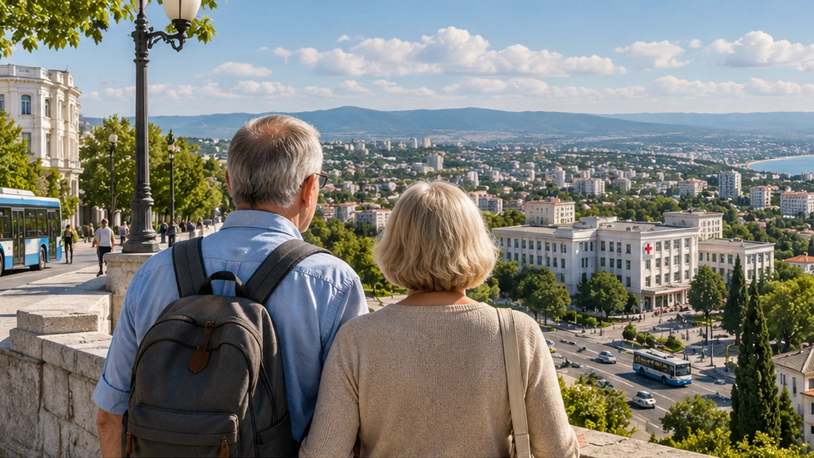 Пожилая пара выбирает удобное место для постоянной жизни в Крыму с учётом города, транспорта, медицины, моря и рельефа